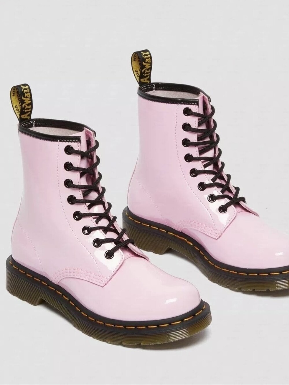 Women's Dr. Martens 1460 Patent Leather Lace Up Combat Boots Size 8 Pink EUC